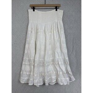 Trendz Strapless Dress/Maxi Skirt O/S White Tiered Lace Peasant Boho Fairy Y2K